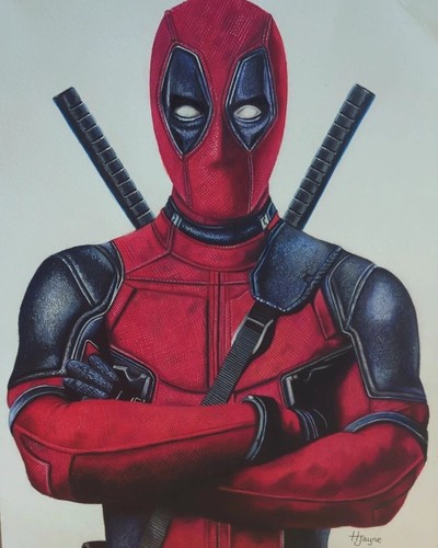 Hand drawn deadpool - drawn, marvel