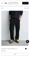 Zara Black Relaxed Fit Cargo