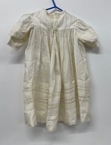 Antique baby dress cream silk - antique,