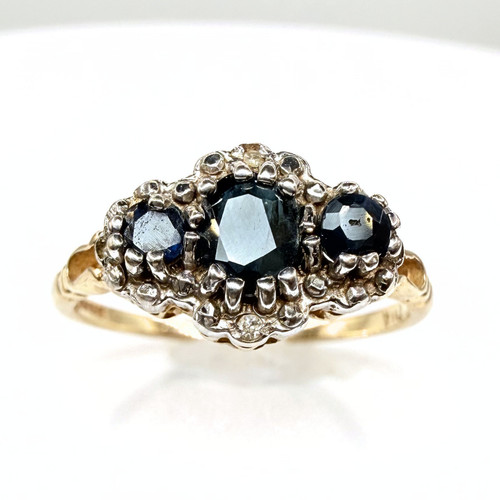 9ct gold sapphire diamond - sapphire,