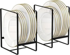 2 Pack Black Plate Holders Organisers Plate Racks Upright Dish Drying Racks