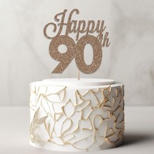 Personalised Cake Topper Happy Birthday Party Customized Any Age 70th 80th 90th