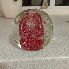 Large Glass Paperweight Pink