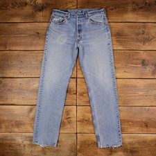 Vintage Levis 501 Jeans 32 x 34 USA Made 90s Stonewash Straight Blue Red Tab