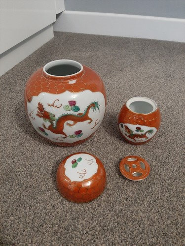 Vintage chinese orange red - vintage,