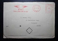 'B.O.A.C TAKES GOOD' London 1952 Slogan Meter mark cover Aviation interest