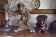 Original NyForm Figures of a Large Witch and Small Troll - Handmade in Norway