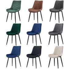 2x Dining Chairs Velvet Faux