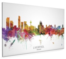 Liverpool Skyline, Poster, Canvas or Framed Print, watercolour painting 6542