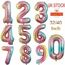 32''& 40" Giant Foil Number Balloons letter Air Helium Birthday Party Wedding 