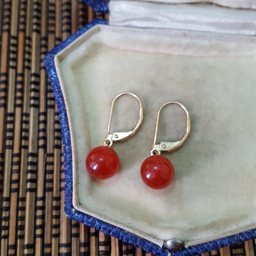 9ct gold earrings - gold, red