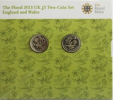 2013 £1 -FLORAL ENGLAND-WALES