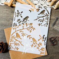 🇬🇧 Birds in tree stencil reusable. Painting, card making crafts scrap-booking
