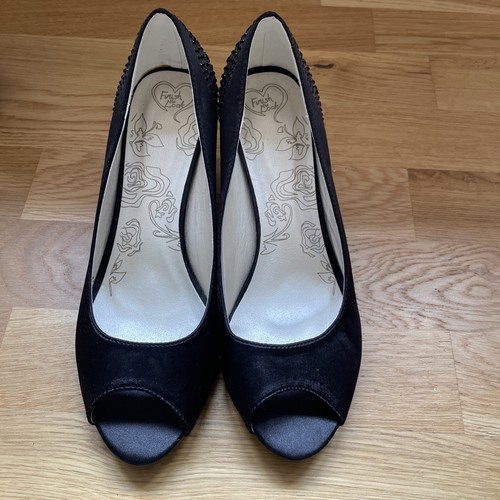 Black satin peep toe shoes - satin,