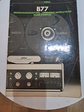 Studer Revox Model B77 Reel To Reel Owners /use Manual. Original