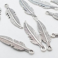 10 Tibetan silver Tone Feather