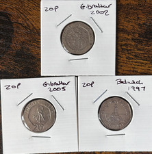 3 x 20p Coins 2002 / 2005 Gibraltar, 1997 Bailiwick of Jersey