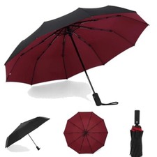 10 Ribs Portable Strong Frame Umbrella Automatic Open Folding Compact Windproof