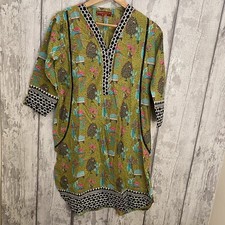 Khaadi Pret Green Floral Birds Womens Size 10 100% Cotton VGC