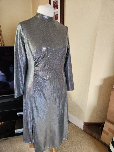 Silver chainmail side ruched - silver,