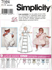 Simplicity Pattern 7024 Baby Layette Romper Christening Gown: Newborn to 18mths
