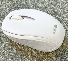 Acer Wireless Mouse Mice White with Chrome Logo 2 Buttons Optical USB PC Laptop