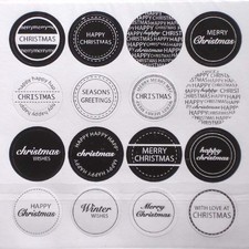 Round Christmas Messages - 64 black foiled festive sentiments - Craftwork Cards