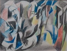 ROBERT BOYD MORRISON 1896-1969 ORIGINAL ART DECO DRAWING JAZZ MASKS AND FIGURES