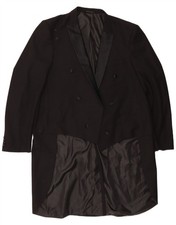 VINTAGE Mens Double Breasted Tailcoat Blazer Jacket UK 42 2XL Black HK01