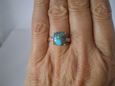Egyptian Turquoise ring, 3.6 carats, size N/O, 2.31 grams 925 Sterling Silver