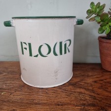 Traditional Vintage Enamel Flour Storage Bin Flour Store. Circa 1950 22 cm Tall