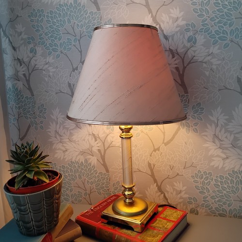 Vtg brass plate column table - column,