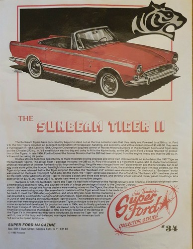 Sunbeam tiger mk2 car - mk2,