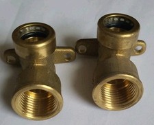 2x NEW Yorkshire Tectite Sprint BRASS Wall Plate Elbow 1/2" 15mm
