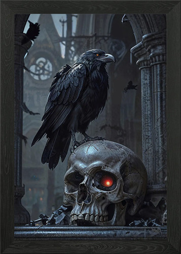 Gothic skull and - skull, framed