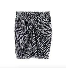 Hush Meg Skirt Size 8 UK Ruched Mini Zebra Print Black White