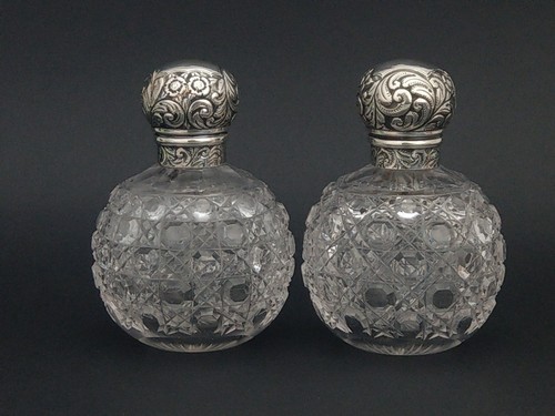 Pair victorian hobnail cut - pair,