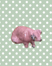Miniature Sitting Pink Piglet