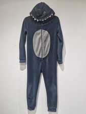 Age 11-12 Boys Girls Unisex Shark Halloween all in one fleece Costume Great Cond