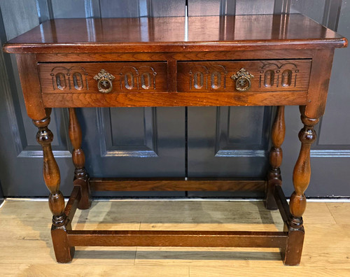 Vintage oak hall console table - oak,