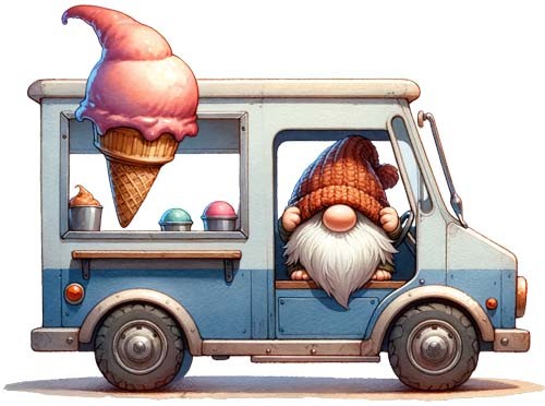 Ice cream truck gnome - truck, wall