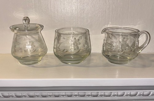 Vintage etched glass breakfast - etched,