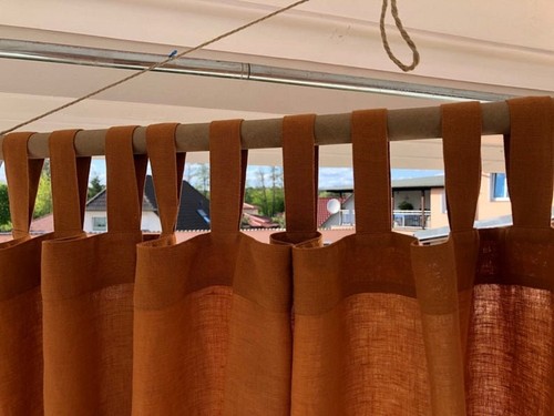 Cinnamon cotton curtains - cotton,