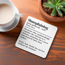 Mansplaining Dictionary Definition Coaster   - Funny Definition Present Gift
