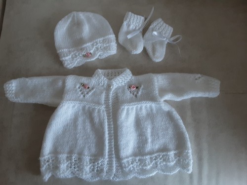 Hand knitted baby matinee set - hand,