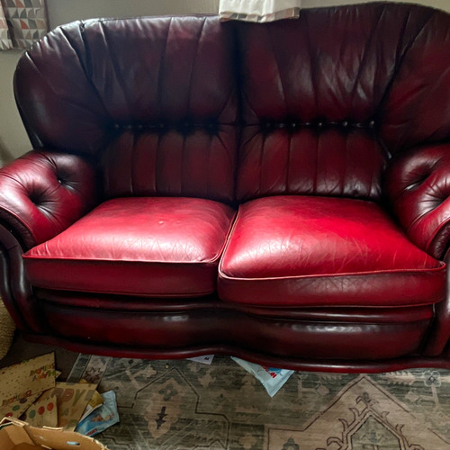 Red leather seater sofa - red,