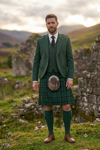 Men green wool - green, argyle