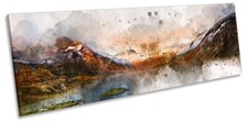 Lake District Gable Mountains Picture PANORAMA CANVAS WALL ART Print Brown