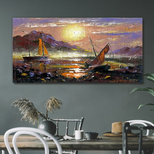 Oil painting boats - boats, canvas