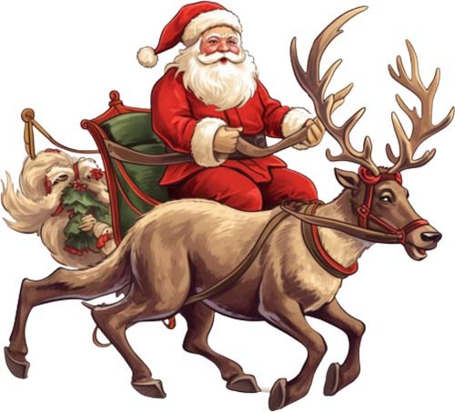 Christmas santa sleigh wall - christmas,